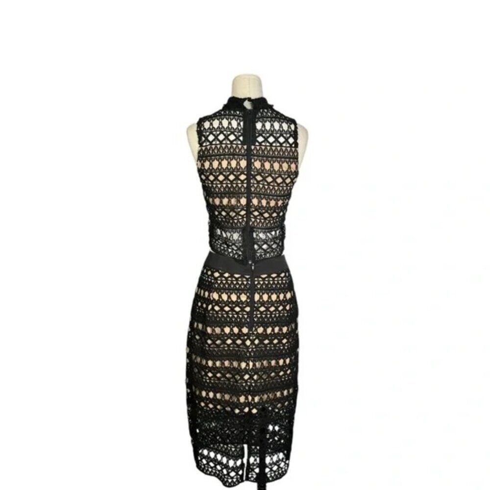 STRUT & BOLT - Two piece Set Lace Crotchet Crop Top & Skirt - Black & Nude - Picture 5 of 5